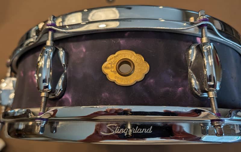 *Very Rare* Slingerland Radio King 4x14" Conway Era - Purple Satin Flame w/ Mini Sound King Snare Lugs image 1