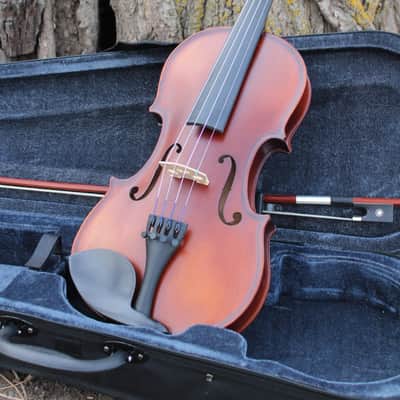 John Juzek 85 Violin Outfit with Case and Bow 4/4 size - Shaded Amber/Tobacco Brown Matte image 8