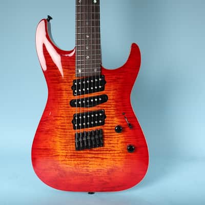 Lipe Virtuoso 7 Fanned Fret Curly Maple Seven String Electric Guitar Fireburst image 6