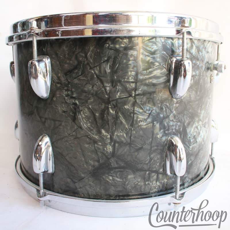 Slingerland 13x9" 60s Black Diamond Pearl Tom Drum Chrome Brass COB Rims BDP USA image 1