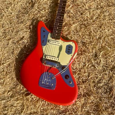 Vintage Matching Headstock Pre CBS Fender Jaguar 1964 - Fiesta Red image 9