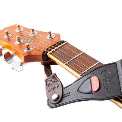 RightOn! Strap Link Pro Attachment - Vegan Leather Headstock Tie for String Instruments -Brown