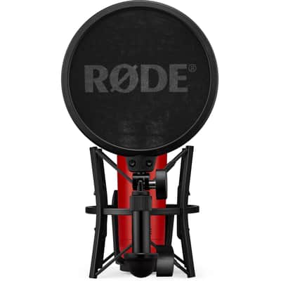 Rode NT1 Signature Series Red Large-Diaphragm Cardioid Condenser Microphone Recording Bundle with Focusrite Scarlett Solo 4th Gen USB-C Audio Interface, On-Stage MS7701B Euro Boom Tripod Stand, and 6-Meter Color-Matched Red XLR Cable image 3