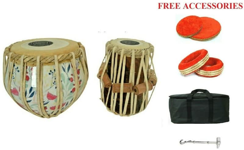 Handmade 3D Printed Designer Drums Set With Bag Folk Musical Percussion Instrument BrassTabla image 1