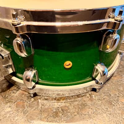 Tama Starclassic Maple 14x6.5 British Racing Green MIJ + Original Air Ride System + Stand image 7