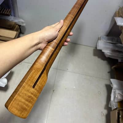 Roasted Flame Maple 30inch short scale J Bass Guitar Neck part 20 Fret 4 string image 4