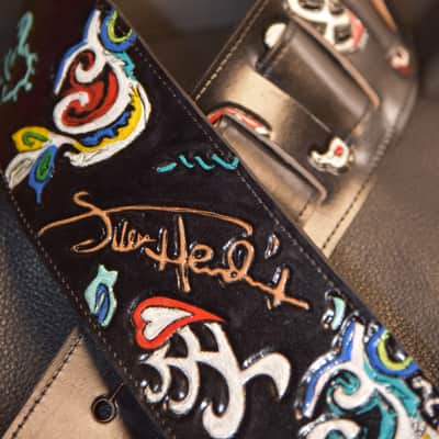 Guitar Leather strap "Jimi Hendrix flying V" 3.5" strap all custom hand made image 6
