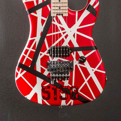 EVH Striped Series 5150 - Red w/Black and White Stripes image 2