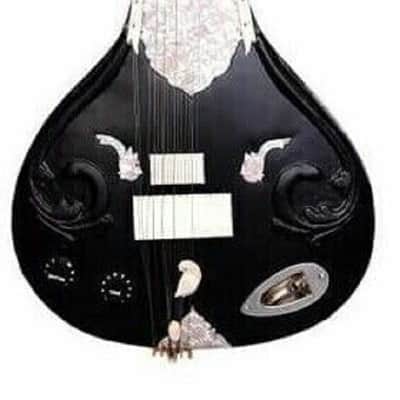 Handmade Electric Tun Wood Black Sitar Hand Paint Indian Musical String Travel With Fiber Case image 2