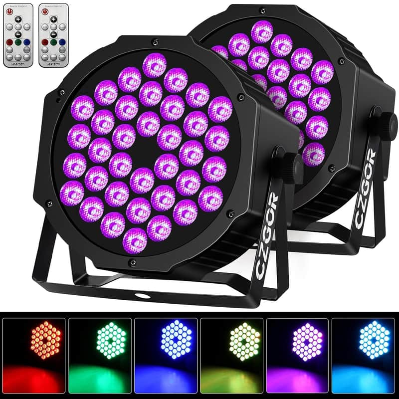Led Par Lights, Dj Stage Light 36 Led Rgbw 4 In 1 Par Light 2 Packs With Sound Activated Dj Uplighting For Wedding Party Club Christmas Stage Lighting image 1
