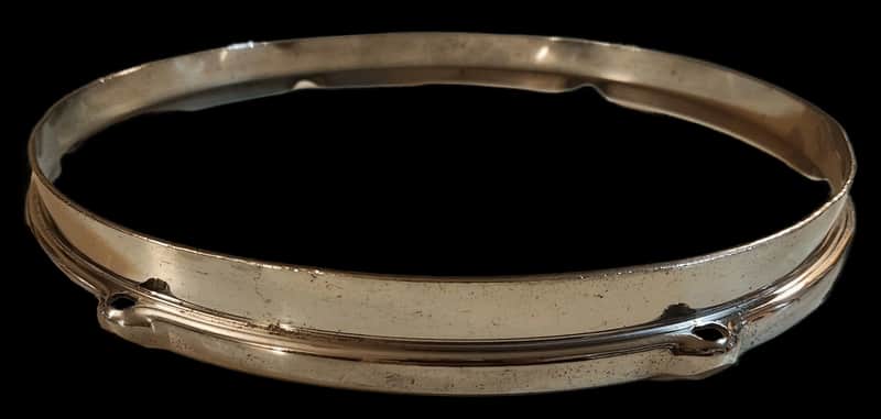 Vintage Slingerland 40s-50s Radio King 12” Nickel over Brass 6-hole Drum Hoop image 1