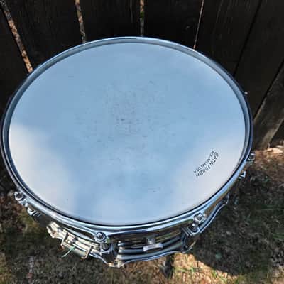 Ludwig No. 402 Supraphonic 6.5x14" 10-Lug Aluminum Snare Drum with Rounded Blue/Olive Badge 1979 - 1984 - Chrome-Plated image 11
