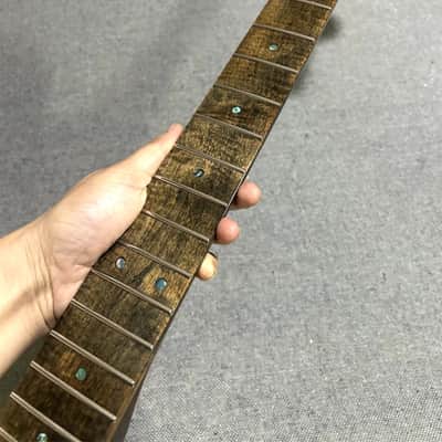 DIY Gloss 22 Fret Roasted Flame maple Electric guitar Neck part Replacement image 2