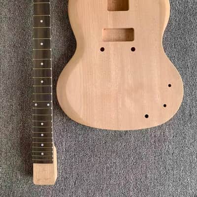 Unfinished Mahogany Wood Guitar Body, Single P90 Pickup, Rosewood Fingerboard Neck image 1