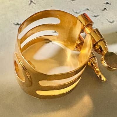 Ishimori Woodstone Standard gold plated ligature for alto sax hard rubber mouthpiece image 5