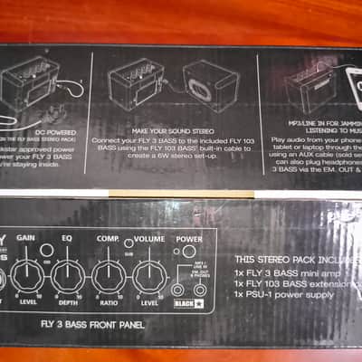 Blackstar Fly 3 Bass 3-Watt Mini Bass Combo/Cabinet Stereo Pack 2016 - 2020 - Black image 2