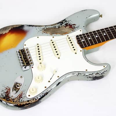 2025 Fender Custom Shop 1965 Stratocaster Super Heavy Relic - Super Faded Aged Firemist Silver over 3 Color Sunburst image 1