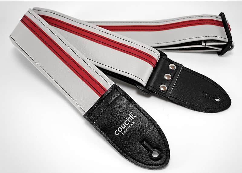 Couch White With Red Racer X Guitar Strap image 1