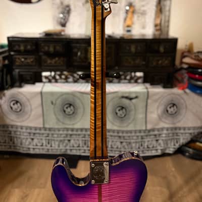 Custom Telecaster Mad Cat Partscaster – Quilted Purple Burst • Hipshot Locking Tuners • Lace Chrome Burner • Vintage Gold Foil w/hardshell case image 9