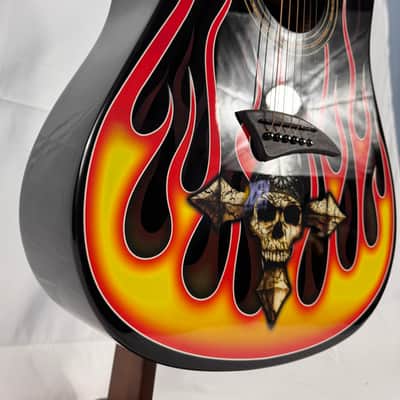 Dean Bret Michaels BM The Player Acoustic Guitar 2011 - Black Flames image 3
