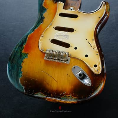 Fender Stratocaster RI Reissue Sunburst over Blue Zebra Body Heavy Aged Relic Made in USA image 5