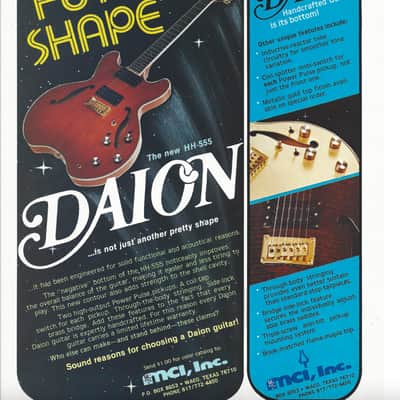 Daion H555 Headhunter HS (Honey Sunburst) HH-555 Semi-hollow electric image 23