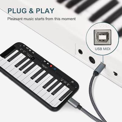 Lightning to MIDI Cable USB OTG Type B Cable for Select iPhone, iPad Models for Midi Controller, Electronic Music Instrument, Midi Keyboard, Recording Audio Interface, USB Microphone (6FT) image 5