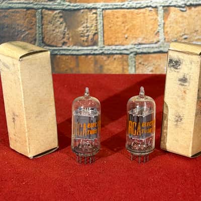 RCA Vintage Pair 12AU7 Preamp/Amplifier Vacuum Tubes 1960s - Clear Glass / Red Letter image 2