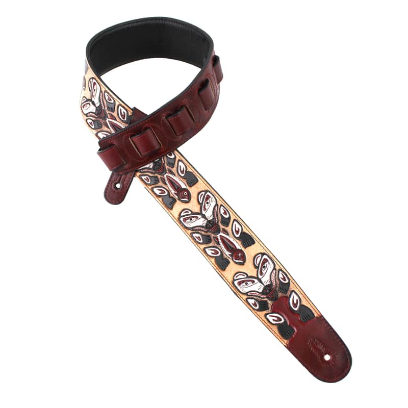 Walker & Williams LHR-24 Blood Red Premium Leather w/North West Bear Totem Carving image 1
