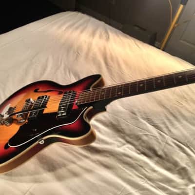 Vintage 1960's Teisco Silvertone 319.14459 Hollowbody Electric Guitar W/ Case image 2