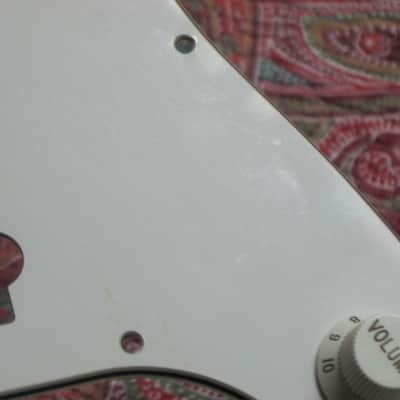used light medium relic'd 1996 Fender Mexi Std P Bass WHITE (slightly aged) 3 Ply (w/b/w), 13 Hole PICKGUARD, NO heel truss rod adjustment notch, +wired CTS 250K audio V & T controls w/ 0.047µF capacitor & jack + knobs & screws (NO: pickups or bass) image 17