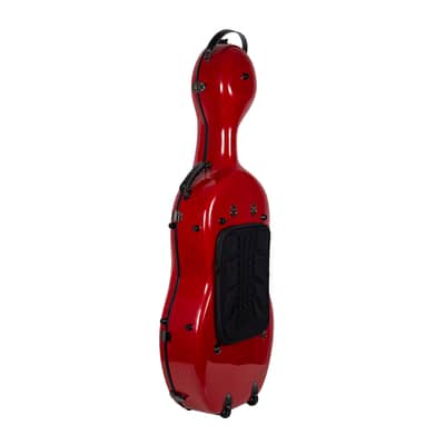 Crossrock Fiberglass Cello Case with Wheels - Fits 4/4 Full Size Cellos - Includes Padded Music Pouch, 3 Handles, Removable Shoulder Straps, Combination Lock - Red (CRF2020CEFRD) image 2