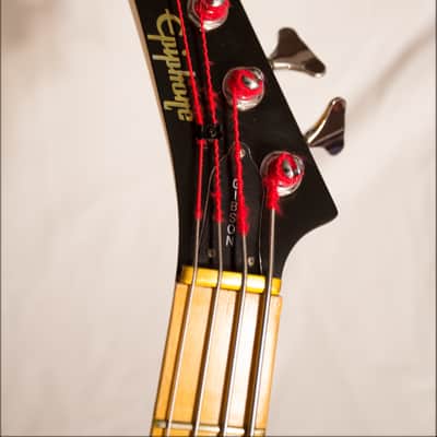 Left Handed Vintage Gibson Epiphone Accu-bass 1994 Black Lefty image 7
