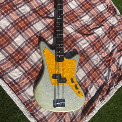 Los Straitjackets ed. DiPinto Galaxie Bass 2010s - Silver Sparkle with Gold Pearl Pickguard image 1