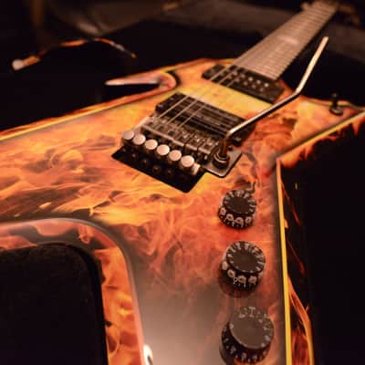 Dean Dimebag Darrell Pantera Dime Razorback Explosion Flame Graphic Signature Guitar image 6