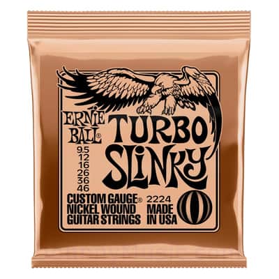 Turbo Slinky Nickel Wound Electric Guitar Strings 9.5 - 46 Gauge Set - world standard special-tempered+tinned steel & ni-plated wrap on steel hex core image 1