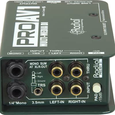 Radial Engineering ProAV1 Passive MultiMedia Direct Box DI w/ Mic Cable image 6