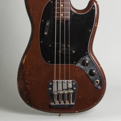 Fender  Mustang Solid Body Electric Bass Guitar (1975), ser. #551821, black tolex hard shell case. image 3