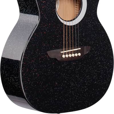 Luna Aurora Borealis 3/4 Acoustic Guitar, Black Pearl image 3
