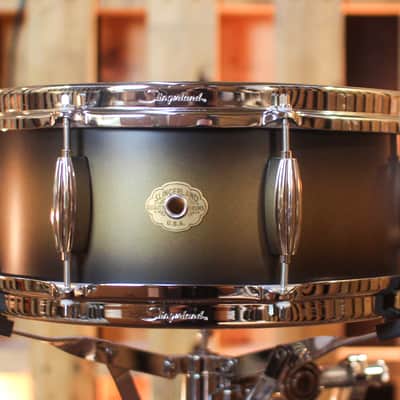 Slingerland 5.5x14 Radio King Artist Black and Gold Lacquer Snare Drum image 1