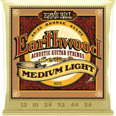 Ernie Ball 2003 Earthwood Medium-Light 80/20 Bronze Acoustic Guitar Strings (12-54) 2010s - Bronze image 1