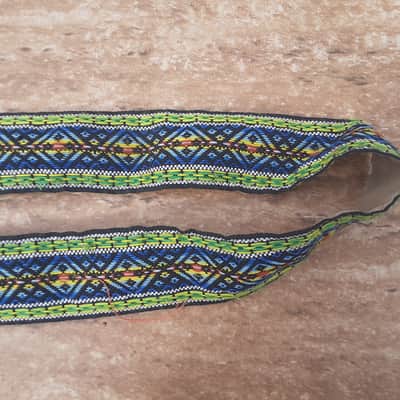 Vintage 1960's Ace-Style Banjo Strap! Metal Buckle, Green/Blue Pattern! Original Case Candy! image 3