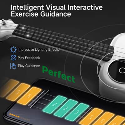 PopuMusic Populele 2 Smart Concert Ukulele - 23" Carbon Fiber with 72 LED Lights, Free Online Lessons & Song Library, Auto-Tuner, Includes Gig Bag, Strap, Nylon Strings & Picks for Family Fun,Travel & Gifts image 4