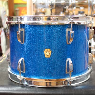 1960s Ludwig Downbeat Outfit in Sparkling Blue Pearl 14x20 8x12 14x14 image 16