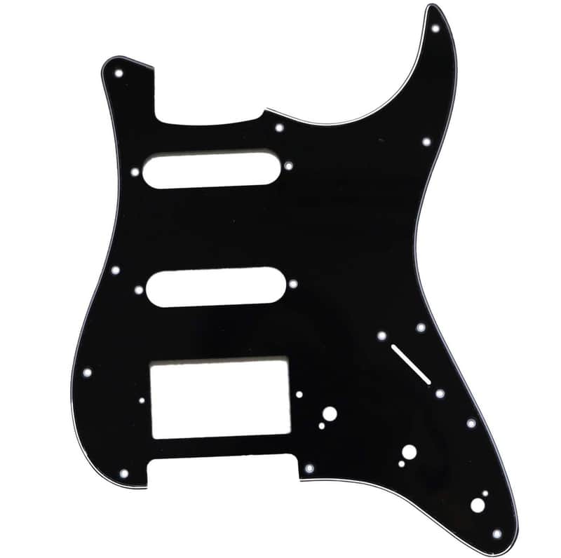 Electric Guitar Pickguard 3 Ply 11 holes 2 Single Pickup 1 Humbucker Pickup SSH Compatible with Strat Style Modern Guitar Parts Replacement(Black) image 1