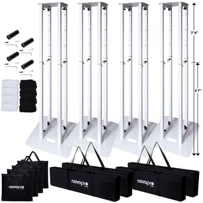Novopro PS1XXL White Variable Height DJ Podium Stand w/ Scrims & Bag (4 Pack) image 1