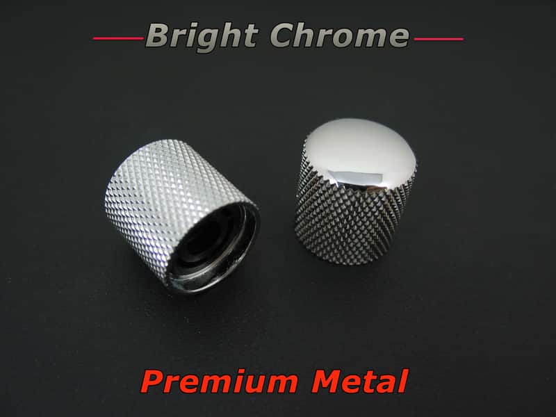 Premium Metal Control Knobs for Telecaster Knurled Inserts for Split Shaft Pots - Chrome image 1