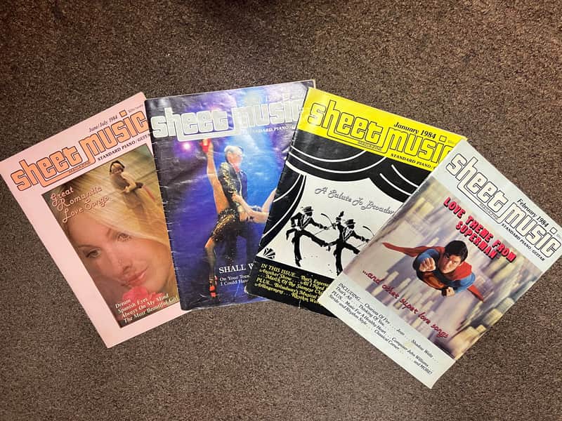 Used Set of 8 Sheet Music Magazines Standard Piano/Guitar ALL year 1984 Music Books image 1