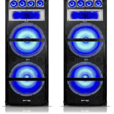 2) Technical Pro VRTX215LED Dual 15" 7-Way 3600W Passive Speaker Cabinets W/LED image 1
