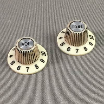 2 Vintage 60s Reissue Fender Relic Jazzmaster Knobs Slotted Set Screws Witch Hat image 2
